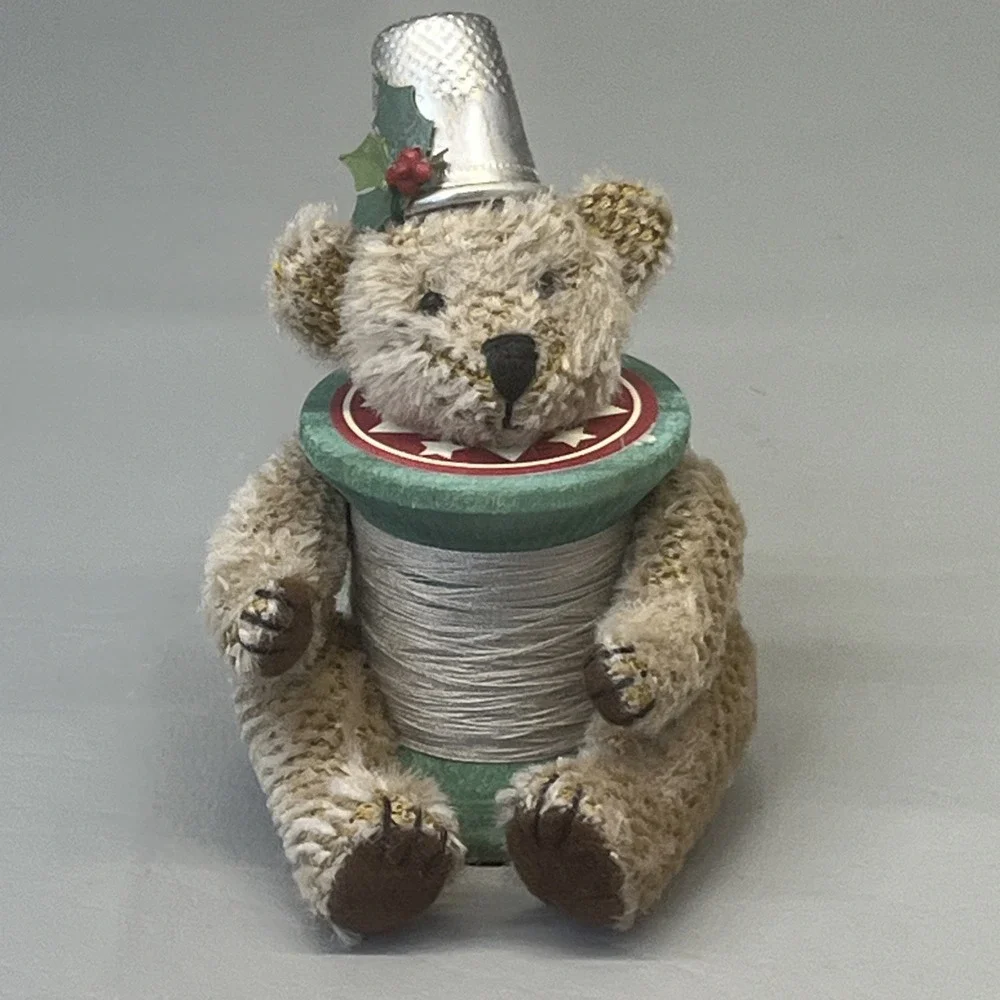 Hallmark Threadbear Keepsake Ornament Christmas 2002 Fabric Wood Metal Vintage
